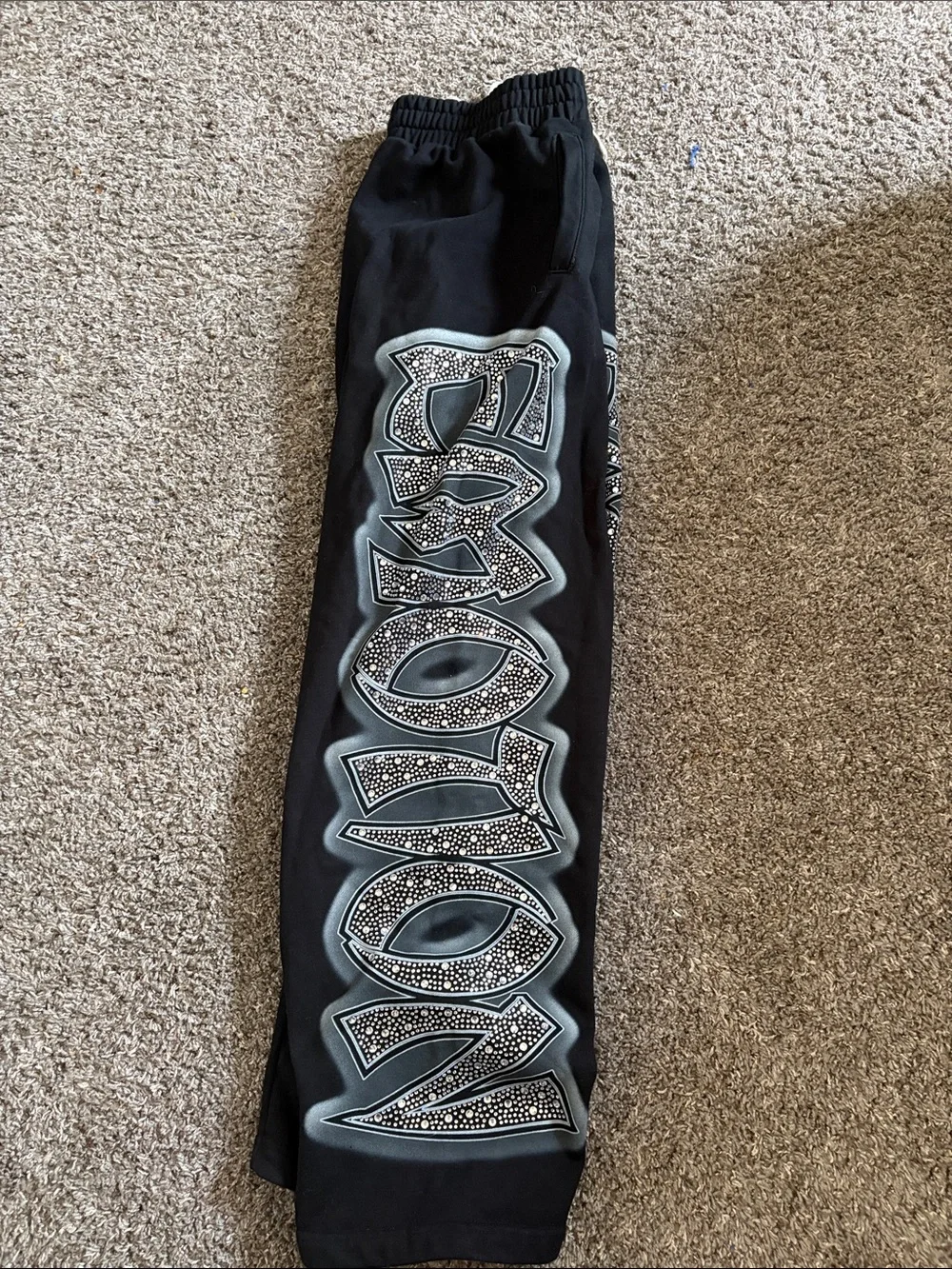 Black Graphic teens/men Sweatpants with Side Lettering